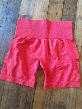 High-Waist Coral Athletic Biker Shorts